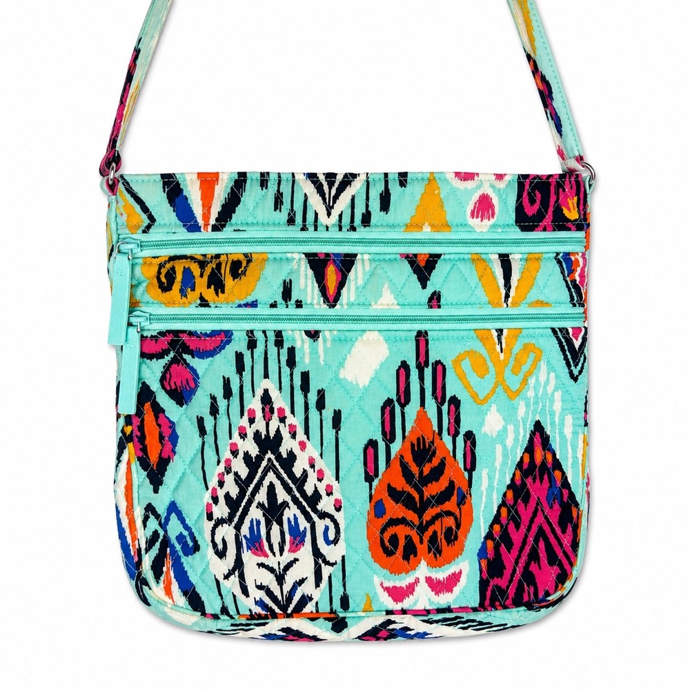 Vera Bradley Pueblo Pat Quilted Cotton Crossbody Bag Blue Pink Orangeern